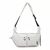 yanwuwa Große Nylontasche für Damen mit mehreren Taschen und verstellbarem Riemen, modische Schultertasche, Schul-Crossbody-Tasche, weiß