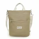 MAYMOONER Canvas Umhängetasche Damen mit Reißverschluss Lässige Tote Henkeltasche Alltagstaschen für Arbeit Reisen Einkaufen Khaki