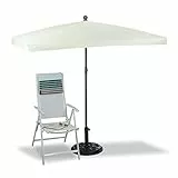 Relaxdays Sonnenschirm rechteckig, 200 x 120 cm, Rippen, Polyester, Neigefunktion, Gartenschirm, Hellgelb