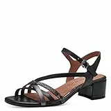 MARCO TOZZI Damen Sandalen mit Absatz aus Leder Elegant, Schwarz (Black Comb), 40 EU