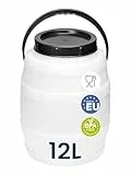 Garronda 12 Liter Behälter mit Deckel Futtertonne Weithalsfass BPA-frei Kleines Fass Wasser Box mit Deckel Ideal als transportbox Sichere Aufbewahrung und Lagerung GD-0086, Weiß