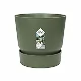 elho Greenville Rund 16 - Blumentopf für Innen und Außen - Selbstbewässerungstopf - 100% recyceltes Plastik - Ø 16.0 x H 15.3 cm - Leaf Green