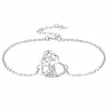 Yinsen Armband für Damen 925 Sterling Silber mit Herz Anhänger Armbänder Damen Verstellbar Armkette Valentinstag Muttertag Geburtstags Weihnachten Geschenk für Sie Frauen Freundin