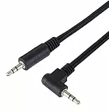 PremiumCord Klinkenkabel 5m, Klinkenstecker 3,5mm, StereoJack Stecker auf Stecker 90°, Aux Headset Audio Verbindungskabel, Für TV Handys MP3 HiFi, geschirmt, Farbe schwarz