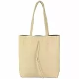 modamoda de - T253 - Ital. Henkeltasche mit Innentasche aus Leder, Farbe:Creme