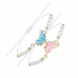 EXGOX Damen Armbänder Silber,2 Matching Freundschaft Bangle Pärchen Handgemachte Strang Freundschaftsarmbänder Mode Damen Armreifen Schmuck