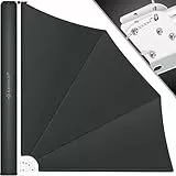 KESSER® Balkonfächer klappbar mit Wandhalterung | 140x140cm | Sichtschutz Balkon Windschutz | Balkonsichtschutz | Seitenmarkise | witterungsbeständig | inkl. Montagematerial & Schutzcover | Anthrazit
