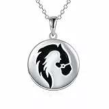 YAFEINI Pferd Halskette Mädchen Anhänger 925 Sterling Silber Anhänger Pony Halskette Schmuck Geschenke für Damen Mädchen (Pferd Mädchen 2)