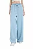 DeFacto Damen Cargohose - Hosen für Damen mit Taschen Wide Leg Pants Women LT.Indigo 46