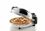 Ariete Pizzaofen 918, 4-Minuten-Pizza, Pizzaofen mit 5 Garstufen, Feuerfeste Platte zum Wiederaufwärmen, Holzbrettchen im Lieferumfang Enthalten, Max. Temperatur 400°C, 1200W, Weiß