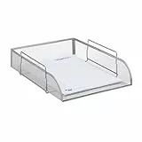 Relaxdays stapelbare Dokumentenablage, Büro Briefablage aus Metall für DIN A4, Schreibtischablage BxT 26x33,5 cm, silber, 1 Stück