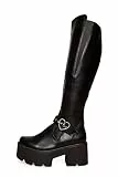 LAMODA Damen Letter To My Lover Knee High Boot, Black Pu, 36 EU