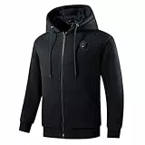 UHouse Beheizbare Sweatjacke Herren Winter Heizjacke mit 5 Heizzonen USB Beheizbarer Hoodie mit Zip Elektrische Beheizte Jacke Männer Wärme Winterjacke Große Größen Kapuzenjacke Schwarz 5XL