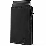Card Nine! Magnet Kartenetui - Premium Slim Wallet - Geldbörse mit RFID-Schutz - Portemonnaie für Damen & Herren - Geldbeutel mit Magnetverschluss (Crazy-Horse-Leder Schwarz, Mit Münzfach)