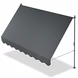 Juskys® Klemmmarkise Kapstadt 300x120 cm - Höhenverstellbar & UV-beständig - Balkon & Terrasse - Wetterfest & Sichtschutz - Terrassenüberdachung Grau
