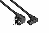 kabelmeister Netzkabel Schutzkontakt-Stecker Typ E+F (90° gewinkelt) an Warmgeräte-Buchse C15 (rechts gewinkelt)- schwarz - 1,50mm² - 1,8m