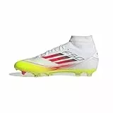 adidas Damen F50 League Mid Football Boots FG/MG Women Fußballschuhe, Cloud White/Lucid Red/Solar Yellow