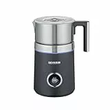 SEVERIN SPUMA 700 Plus Induktions-Milchaufschäumer, 13 Programme, OLED-Display, LED-Lichtring mit Statusanzeige, einfache Reinigung, Barista-Ausgusszotte, Edelstahl-gebürstet, schwarz, SM 3587