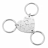 Sunligoo 3stk Schlüsselanhänger mit Personalisiert Gravur Herz Puzzle Schlüsselbund Geschenk für Freundschaft Familienmitglieder Partner