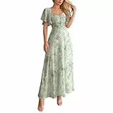 Strandkleid Damen Hochzeit Casual Dress Party Patchwork Abendkleider Durchsitig Fließend Rüschenkleid Petticoat Long Frühlingskleid Mit Spitze Stufenkleid Urlaub Jeanskleid Böhmisch Brautjunferkleid