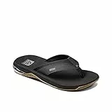 Reef Anchor Herren-Flip-Flop, wassergeeignet, dämpfender Fersenairbag, Schwarz/Silber, 45 EU