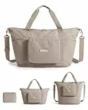 BAGSMART Faltbare Reisetasche Damen Herren, 37L Handgepäck Tasche Sporttasche, Travel Bag Duffle Bag, Weekender Wickeltasche Trainingstasche, Handtasche für Sport & Reisen, Kamel