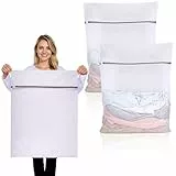 Dntorx 2 Stück Wäschenetz Groß, 60 x 80 cm Wäschenetz für Waschmaschine Wäschesack Groß Wiederverwendbar Wäschesack Waschmaschine mit Reißverschluss für Hemden Pullover Mäntel Hosen (XXL, Weiß)