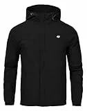 Huayuzh Jacke Herren Softshelljacke Wasserdichte Atmungsaktiv Winddichte Regenjacke Leichte mit Kapuze Laufen Wandern Schwarz L