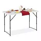 Relaxdays Campingtisch, klappbar, HBT: 53,5x120x60 cm, Kunststoff, Stahl, wetterfest, 6 Personen, Gartentisch, weiß