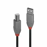 Lindy 36672 USB 2.0 Typ A auf B Kabel, Anthra Line – schwarz, 1 m