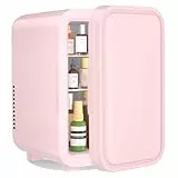 YASHE Mini-Kühlschrank, 6 Liter/8 Dosen, 220–240 V AC/DC, tragbarer thermoelektrischer Kühler, Kühlschränke für Schlafzimmer, Hautpflege, Getränke, Büro, Wohnheim und Auto, Pink