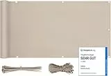 Sekey Balkon Sichtschutz Balkonabdeckung Balkonverkleidung blickdichte Wind- und UV-Schutz, 100% Privatsphäre, mit Ösen, Nylon Kabelbinder und Kordel, 90 x300cm Taupe