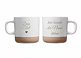 Dein Wunschtext als Gravur auf einer weißen Keramik Tasse mit 360ml - spülmaschinenfest - groß - Design (Beidseitige Gravur)