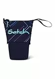 Satch Pencil Slider extra groß inkl. Trennfach Reißverschlussfach Stiftehalter Geodreieck Sichtfenster für Stundenplan Purple Laser - Dunkelblau