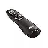 Logitech R700 Presenter, Kabellose 2.4 GHz Verbindung via USB-Empfänger, 30m Reichweite, Roter Laserpointer, LCD-Display mit Timer und Batterieanzeige, 6 Tasten, PC - Schwarz
