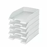 Leitz Briefkorb Standard A4, 5er Pack, Briefablage in Premium-Qualität, Stapelbare Ablagefächer als Schreibtisch-Organizer, Kombinierbar mit Plus-Serie, Weiß, 52270001