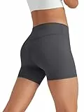 Glacspyg Radlerhose Damen Kurze Sporthose V-Taille High Waist Gym Shorts Kurze Leggings für Yoga Gym Fitness Laufen Dunkelgrau XL