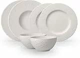 Villeroy & Boch - Manufacture Rock Blanc Geschirrset 6 teilig weiß, Spülmaschinenfest, Mikrowellensicher, Geschirr Modern, Starter Set, Speiseteller, Pastateller, Müslischalen, Premium Porzellan