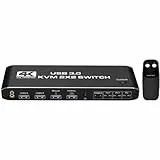 Kznifmk KVM-Umschalter mit Dual-Bildschirm, hochauflösender Schalter, 4 K bei 60 Hz, Kopfhöreranschluss 3,5, Audio- und USB-3.0-Integration, einfache Installation und