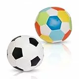 alldoro 60305 Softball 2er Set Ø 10 cm, kleine, weiche Schaumstoff-Fußbälle für Kinder ab 0, Schwarz/Weiß & Bunt, Ball für indoor & outdoor, gemischt