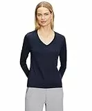 FALKE Damen Pullover Basic Longsleeve W L/s Sh Baumwolle weich langarm bequem sehr leicht 1 Stück, Blau Space Blue 6116, M