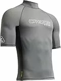 Cressi seit 1946 - Sentinel Man - Kurzärmeliger Rash Guard Sonnenschutz UPF 50+ Schnell Trocknend Schwimmen Surfen Tauchen Angeln Strand, im Schwimmbad und Wassersport - Grau/Weiß - M/3_Herren