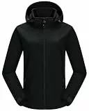 33,000ft Damen Softshelljacke mit Abnehmbarer Kapuze Wasserdichte Atmungsaktiv Fleece Gefütterte Winterjacke Winddichte Übergangsjacke Funktionsjacke zum Radfahren, Wandern, Schwarz L