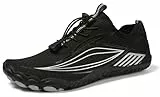 Teechodina Unisex Zehenschuhe Wasserschuhe Strandschuhe Barfußschuhe Barfussschuhe Herren Damen Traillaufschuhe Aquaschuhe Schwimmschuhe Surfschuhe, AAA-Schwarz, 42