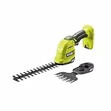 RYOBI 18 V ONE+ Akku-Gras- und Strauchschere RY18GSA-0 (Grasscherenmesser 12 cm breit, Strauchmesser 20 cm lang, werkzeuglose Messertausch, ohne Akku & Ladegerät im Karton)