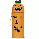 GDFJBG 2-in-1 Silikon Federmäppchen - Weihnachts-Elch, Kawaii,Tischstifthalter Federtasche Tischstifthalter, Reißverschluss, Silikon, Stiftetasche Buntstifte Marker (Kürbisse)