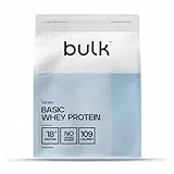 Bulk Basic Whey Protein Pulver | Vanille | 1,25 kg | 41 Portionen | Bis zu 18 g Eiweiß Portion | Zuckerarm | Schnell verdauliche Formel | Fitnessstudio Supplement Unterstützt Muskelaufbau Regeneration