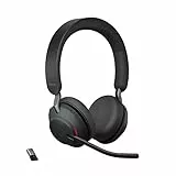 Jabra Evolve2 65 Wireless PC Headset – Noise Cancelling UC Certified Stereo Headphones with Long-Lasting Battery – USB-A Bluetooth Adapter – Black