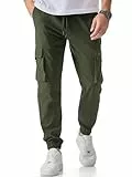 Meilicloth Cargo Hose Herren Lang Cargohosen Baumwolle Männer Strech Stoffhose Sweatpants Herren Sporthose Freizeithose B Grün 36