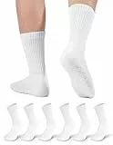 FORVEVO Tennissocken Damen 39-42 Baumwolle,Socken Herren Gepolstert,Atmungsaktiv Sportsocken,Crew Laufsocken Weiß 6 Paar